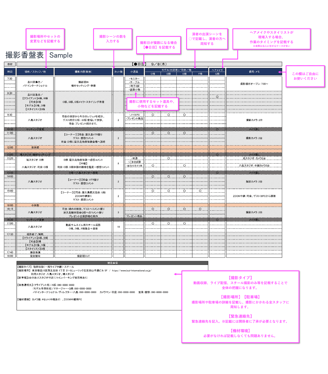 香盤表シート